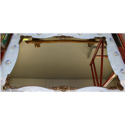LARGE ESTATE BRASS TRIM MIRROR