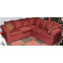 NEW CANYON ORANGE FABRIC SECTIONAL W/ ACCENT