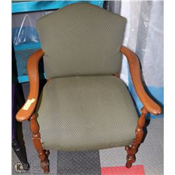 GREEN WOODEN ARMCHAIR
