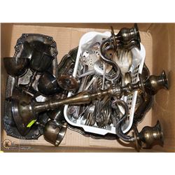 ESTATE BOX WITH SILVERPLATED CUPS PLATTERS