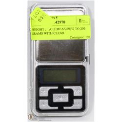 WEIGHT SCALE MEASURES TO 200 GRAMS WITH CLEAR