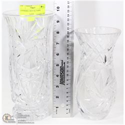2 PINWHEEL CRYSTAL VASES