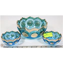 BLUE & GOLD CUT CRYSTAL BOWL SET