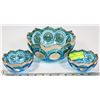 Image 1 : BLUE & GOLD CUT CRYSTAL BOWL SET