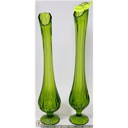 2 VINTAGE ART GLASS VASES