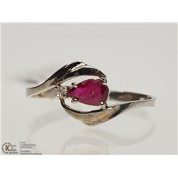#41-18K WHITE GOLD RUBY & DIAMOND RING