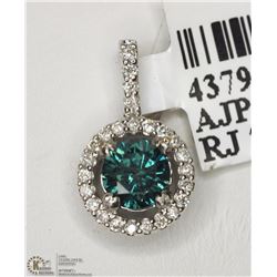 #42-14K WHITE GOLD BLUE & WHITE DIAMOND PENDANT