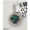 Image 1 : #42-14K WHITE GOLD BLUE & WHITE DIAMOND PENDANT