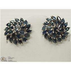 #47-STERLING SILVER SAPPHIRE FLOWER EARRINGS