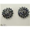 Image 1 : #47-STERLING SILVER SAPPHIRE FLOWER EARRINGS