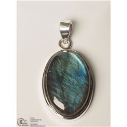 #48-STERLING SILVER LARGE LABRADORITE PENDANT