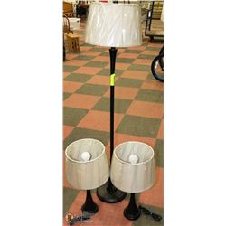 57" NEW POLE LAMP WITH 2 MATCHNG TABLE LAMPS