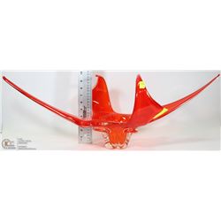 LARGE VINTAGE FIRE-ORANGE ART GLASS