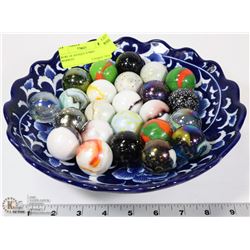BOWL OF ANTIQUE JUMBO MARBLES/BOULDERS