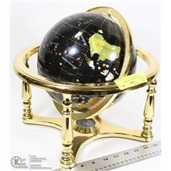 STONE GLOBE WITH BRASS COLORED STAND