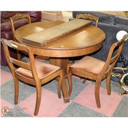 ESTATE WOOD CARVED TABLE AND CHAIR SET WITH 2
