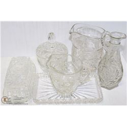 ESTATE BOX OF ASSORTED CUT GLASS SERVINGWARE