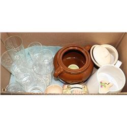 ESTATE BOX WITH ETCHED GLASSES AND MORE