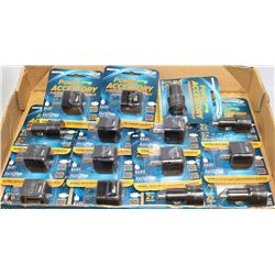 FLAT OF USB WALL/CAR POWER CHARGERS