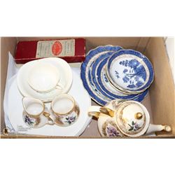 ESTATE BOX OF ASSORTED CHINA WITH FRENCH