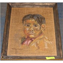 ESTATE BURLAP PAINTING