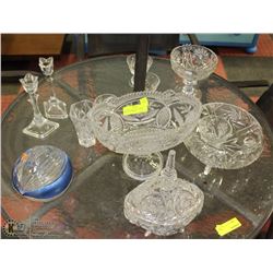 14 PIECES OF CRYSTAL DISHES, MOSTLY PINWHEEL