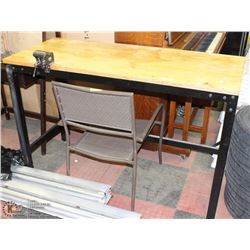 WORK BENCH WITH VISE SOLD WITH PATIO CHAIR