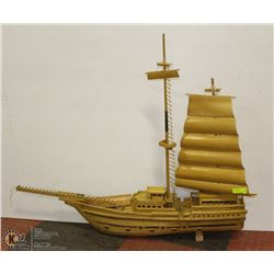 4' WOODEN/BAMBOO HANDCRAFTED  SHIP