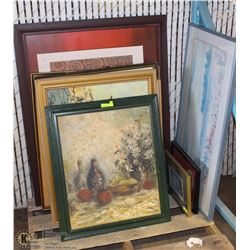 PALLET WITH ESTATE PICTURES, FRAMES, PAINTINGS ETC