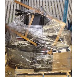 PALLET OF ASST HAND TOOLS, EXTENSION CORDS, TVS,