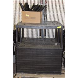 LOT OF PLASTIC STORAGE SHELVING