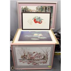 LOT OF 4 ASSORTED FRAMED PRINTS