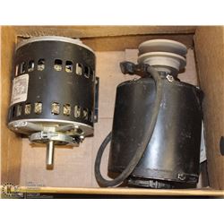 TWO 1/4 HP MOTORS, ONE NEW AND OTHER HAS PULLEY