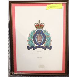 VINTAGE FRAMED RCMP COAT OF ARMS PICTURE
