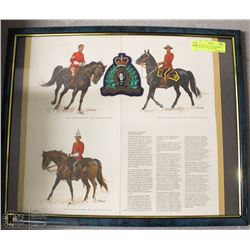 FRAMED RCMP VINTAGE BADGE WITH PICTURES AND INFO