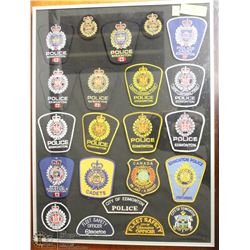 POLICE  BADGE COLLECTION FRAMED DISPLAY