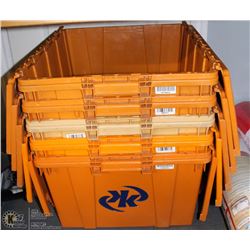 5 LARGE STORAGE TUBS WITH FOLDABLE LIDS