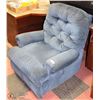 Image 1 : PREVIOUSLY ENJOYED BLUE FABRIC RECLINING CHAIR