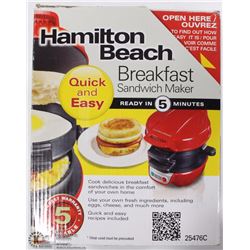 HAMILTON BEACH BREAKFAST SANDWICH MAKER RED