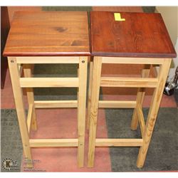 PAIR OF WOODEN BAR STOOLS