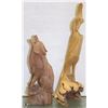 Image 1 : WOOD CARVED CRANE AND WOLF ORNAMENTS