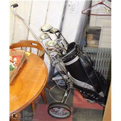 GOLF CLUBS AND BAG BOY CART