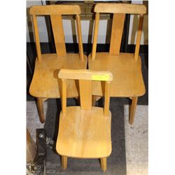 LOT OF 3 WOOD CHILDRENS CHAIRS