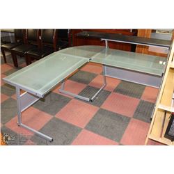 METAL AND GLASS CORNER OFFICE DESK