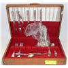 Image 1 : ESTATE INCOMPLETE SILVERWARE SET IN WOOD CASE