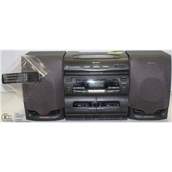 SONY STEREO 3-CD CHANGER, DUAL CASSETTE & COMES