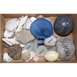 BOX W/ROCKS, FOSSILS & SHELLS INCL.