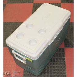 LARGE GREEN & WHITE COLEMAN COOLER