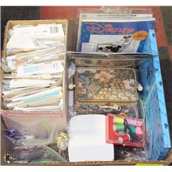 LARGE BOX FULL OF SEWING, CROCHET, CROSS