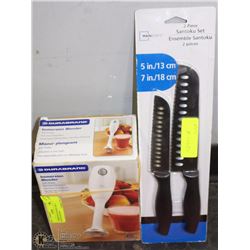 LOT WITH IMMERSION 1000W HAND BLENDER AND 2 NEW